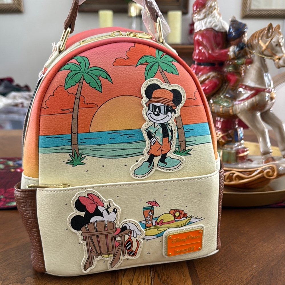 Loungefly Disney Mickey and Minnie Sunset Beach Backpack - Multicolor
